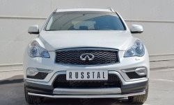 Защита переднего бампера (Ø42 мм, нержавейка) Russtal INFINITI Qx50 J50 дорестайлинг (2013-2016)