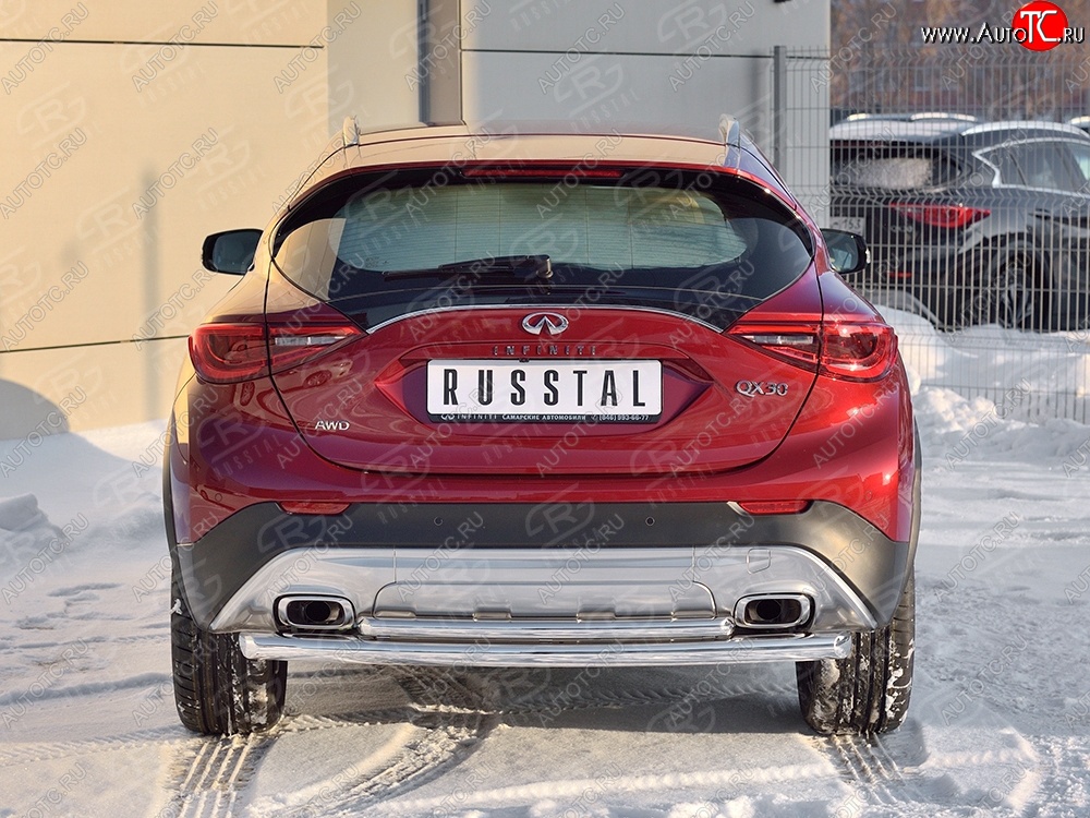 17 399 р. Защита заднего бампера (2 трубы Ø76 и 42 мм, нержавейка) SLITKOFF  INFINITI Qx50  J50 (2013-2016) дорестайлинг  с доставкой в г. Новочеркасск