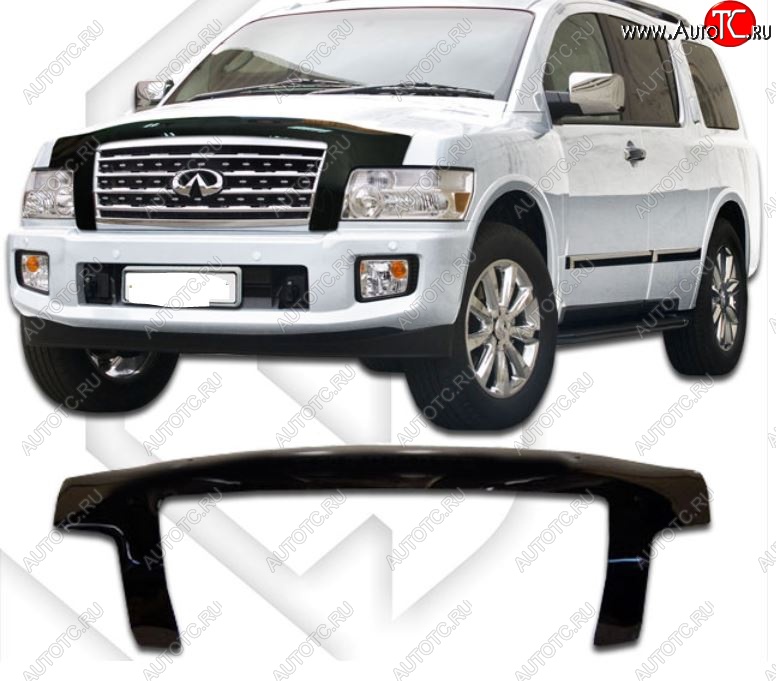 2 899 р. Дефлектор капота CA-Plastiс exclusive INFINITI QX56 JA60 дорестайлинг (2004-2007) (Classic черный, Без надписи)  с доставкой в г. Новочеркасск