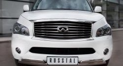 26 399 р. Защита переднего бампера (2 трубыØ76х42 мм, нержавейка) Russtal INFINITI QX56 Z62 (2010-2013)  с доставкой в г. Новочеркасск. Увеличить фотографию 1