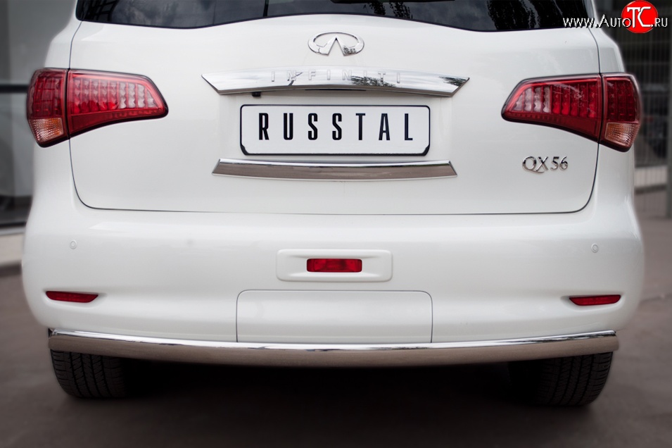 16 849 р. Защита заднего бампера (Ø75x42 мм, нержавейка) Russtal INFINITI QX56 Z62 (2010-2013)  с доставкой в г. Новочеркасск