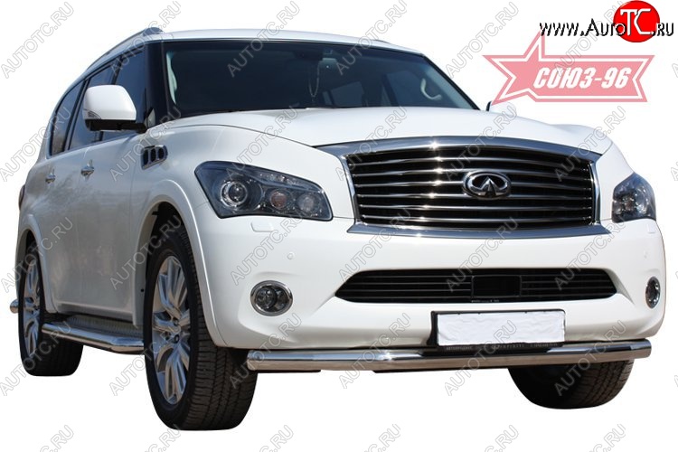 19 709 р. Защита переднего бампера одинарная Souz-96 (d76) INFINITI QX56 Z62 (2010-2013)  с доставкой в г. Новочеркасск