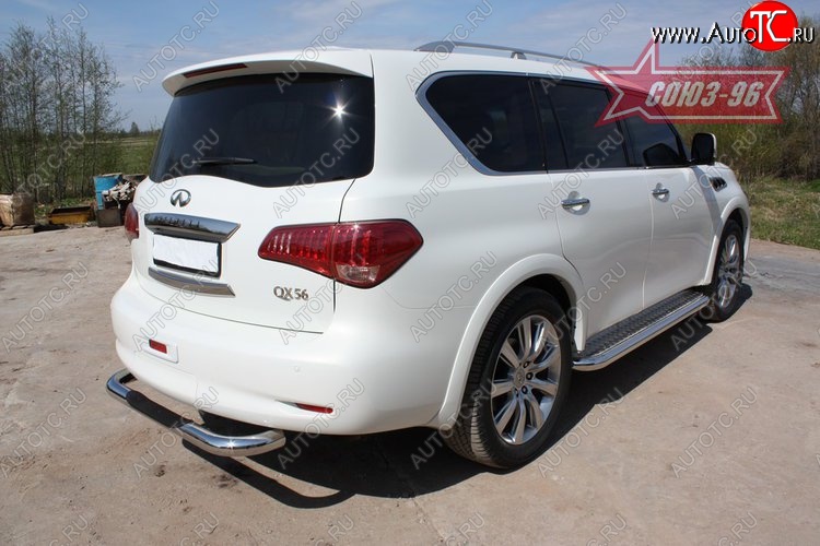 18 359 р. Защита заднего бампера с проступью Souz-96 (d76) INFINITI QX56 Z62 (2010-2013)  с доставкой в г. Новочеркасск