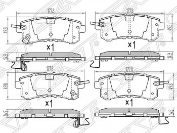 1 239 р. Колодки тормозные SAT (задние)  INFINITI QX56  Z62 (2010-2013), INFINITI QX80  Z62 (2013-2014), Nissan Patrol  6 (2010-2014)  с доставкой в г. Новочеркасск. Увеличить фотографию 1