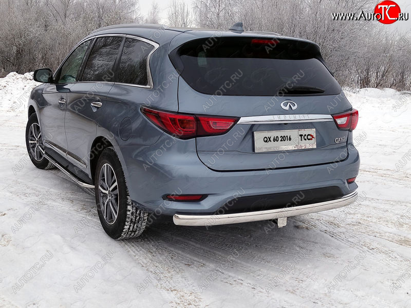 24 999 р. Защита заднего бампера (овальная) ТСС (нержавейка d75х42 мм)  INFINITI QX60  L50 (2016-2021) рестайлинг  с доставкой в г. Новочеркасск