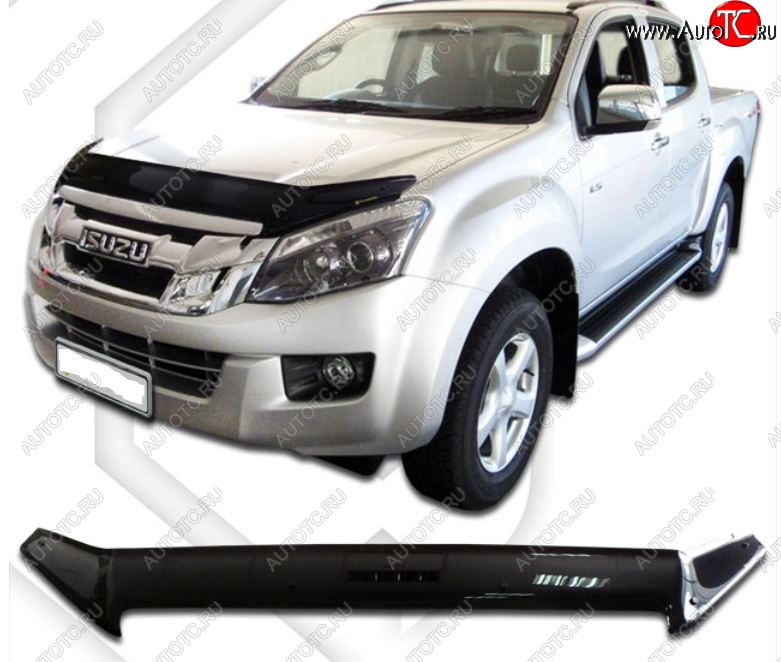 2 299 р. Дефлектор капота CA-Plastiс  Isuzu D-Max  RT85 DoubleCab (2011-2017) дорестайлинг (Classic черный, Без надписи)  с доставкой в г. Новочеркасск