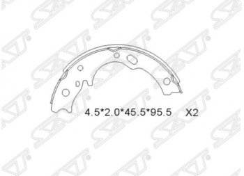 1 399 р. Колодки ручного тормоза SAT (2 шт)  Isuzu Elf (NPR75) ( NMR) (1993-2023)  дорестайлинг,  дорестайлинг, рестайлинг  с доставкой в г. Новочеркасск. Увеличить фотографию 1
