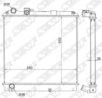 Радиатор двигателя (пластинчатый, МКПП) SAT Isuzu Elf (NPR75)  дорестайлинг (1993-2004)