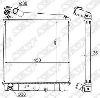 7 299 р. Радиатор двигателя (пластинчатый, МКПП) SAT Isuzu Elf (NPR75)  дорестайлинг (1993-2004)  с доставкой в г. Новочеркасск. Увеличить фотографию 1