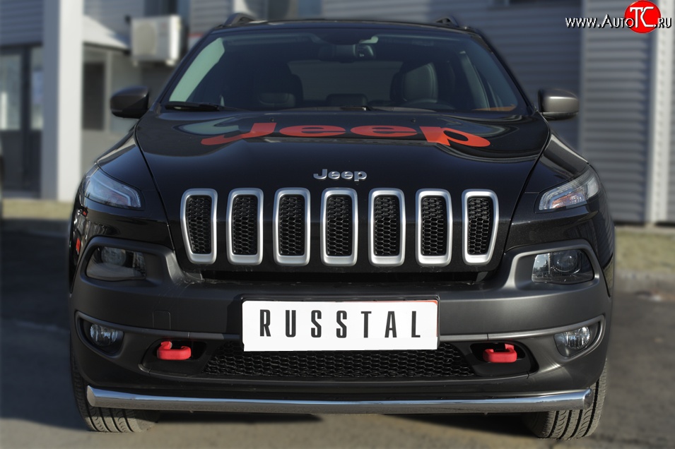 13 899 р. Одинарная защита переднего бампера (Trailhawk 63 мм) SLITKOFF  Jeep Cherokee  KL (2014-2017) дорестайлинг  с доставкой в г. Новочеркасск