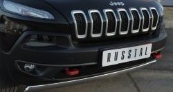 5 299 р. Защита переднего бампера (Trailhawk Ø75х42 мм, нержавейка) Russtal  Jeep Cherokee  KL (2014-2017) дорестайлинг  с доставкой в г. Новочеркасск. Увеличить фотографию 2