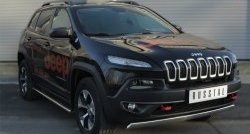 5 299 р. Защита переднего бампера (Trailhawk Ø75х42 мм, нержавейка) Russtal  Jeep Cherokee  KL (2014-2017) дорестайлинг  с доставкой в г. Новочеркасск. Увеличить фотографию 4