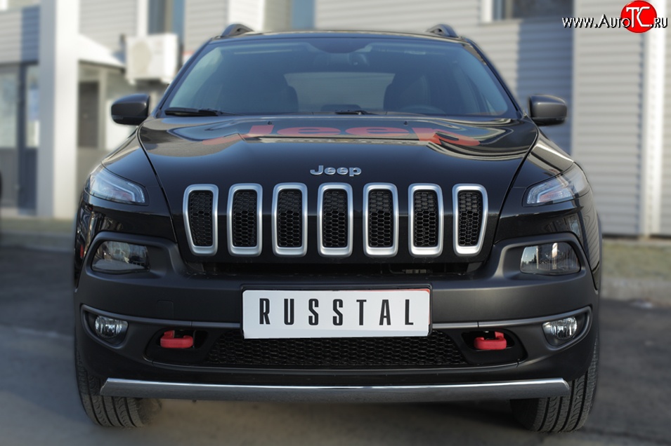 5 299 р. Защита переднего бампера (Trailhawk Ø75х42 мм, нержавейка) Russtal  Jeep Cherokee  KL (2014-2017) дорестайлинг  с доставкой в г. Новочеркасск