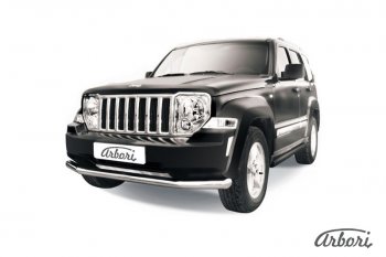 Защита переднего бампера Arbori (нержавейка, 1 труба d76 mm). Jeep Cherokee KK (2007-2014)