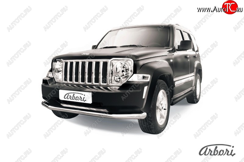 21 689 р. Защита переднего бампера Arbori (нержавейка, 1 труба d76 mm). Jeep Cherokee KK (2007-2014)  с доставкой в г. Новочеркасск