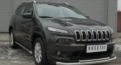 16 999 р. Защита переднего бампера (2 трубыØ63 и 42 мм, нержавейка) SLITKOFF  Jeep Cherokee  KL (2014-2017) дорестайлинг  с доставкой в г. Новочеркасск. Увеличить фотографию 2