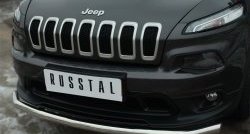 13 999 р. Одинарная защита переднего бампера диаметром 63 мм SLITKOFF  Jeep Cherokee  KL (2014-2017) дорестайлинг  с доставкой в г. Новочеркасск. Увеличить фотографию 2