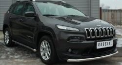 13 999 р. Одинарная защита переднего бампера диаметром 63 мм SLITKOFF  Jeep Cherokee  KL (2014-2017) дорестайлинг  с доставкой в г. Новочеркасск. Увеличить фотографию 3