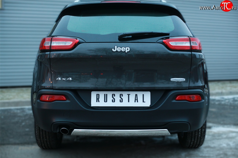 16 849 р. Защита заднего бампера (Ø75x42 мм, нержавейка) Russtal Jeep Cherokee KL дорестайлинг (2014-2017)  с доставкой в г. Новочеркасск