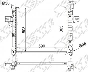 Радиатор двигателя SAT (пластинчатый, 4.7, АКПП) Jeep (Джип) Grand Cherokee (Гран)  WJ (1998-2005) WJ