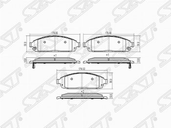 1 539 р. Колодки тормозные SAT (передние) Jeep Grand Cherokee WK (2004-2010)  с доставкой в г. Новочеркасск. Увеличить фотографию 1