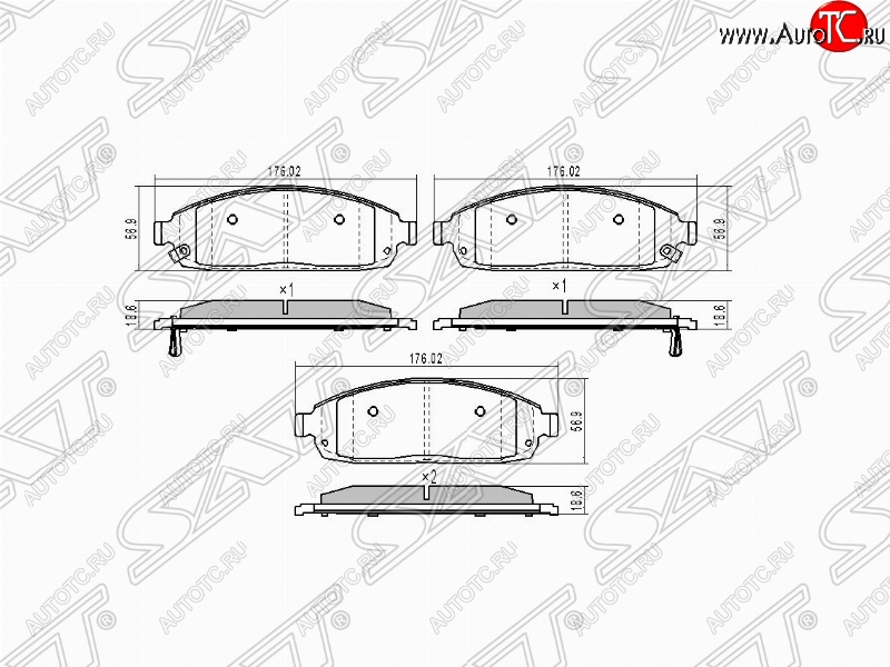 1 539 р. Колодки тормозные SAT (передние)  Jeep Grand Cherokee  WK (2004-2010)  с доставкой в г. Новочеркасск