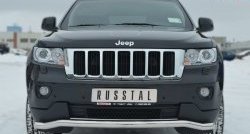 13 549 р. Защита переднего бампера (Ø63 мм волна, нержавейка) Russtal  Jeep Grand Cherokee  WK2 (2010-2013) дорестайлинг  с доставкой в г. Новочеркасск. Увеличить фотографию 1