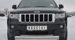 17 999 р. Защита переднего бампера (2 трубыØ76 и 42 мм, нержавейка) Russtal  Jeep Grand Cherokee  WK2 (2010-2013) дорестайлинг  с доставкой в г. Новочеркасск. Увеличить фотографию 1