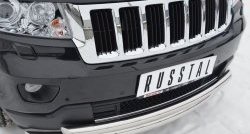 17 949 р. Защита переднего бампера (2 трубыØ76 и 63 мм, нержавейка) SLITKOFF Jeep Grand Cherokee WK2 дорестайлинг (2010-2013)  с доставкой в г. Новочеркасск. Увеличить фотографию 2