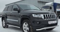 15 799 р. Защита порогов из круглой трубы диаметром 63 мм Russtal Jeep Grand Cherokee WK2 дорестайлинг (2010-2013) (Защита порогов с со скосами на торцах (вариант 1))  с доставкой в г. Новочеркасск. Увеличить фотографию 4