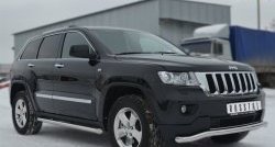 15 799 р. Защита порогов из круглой трубы диаметром 63 мм Russtal Jeep Grand Cherokee WK2 дорестайлинг (2010-2013) (Защита порогов с со скосами на торцах (вариант 1))  с доставкой в г. Новочеркасск. Увеличить фотографию 2