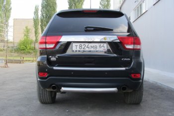 5 999 р. Защита заднего бампера из трубы d76 Slitkoff (короткая)  Jeep Grand Cherokee  WK2 (2010-2013) дорестайлинг (Цвет: серебристый)  с доставкой в г. Новочеркасск. Увеличить фотографию 2