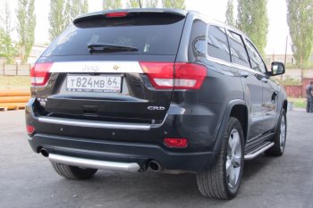 5 999 р. Защита заднего бампера из трубы d76 Slitkoff (короткая)  Jeep Grand Cherokee  WK2 (2010-2013) дорестайлинг (Цвет: серебристый)  с доставкой в г. Новочеркасск. Увеличить фотографию 3