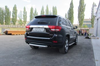 5 999 р. Защита заднего бампера из трубы d76 Slitkoff (короткая)  Jeep Grand Cherokee  WK2 (2010-2013) дорестайлинг (Цвет: серебристый)  с доставкой в г. Новочеркасск. Увеличить фотографию 5