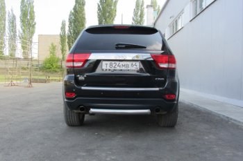 5 999 р. Защита заднего бампера из трубы d76 Slitkoff (короткая) Jeep Grand Cherokee WK2 дорестайлинг (2010-2013) (Цвет: серебристый)  с доставкой в г. Новочеркасск. Увеличить фотографию 1