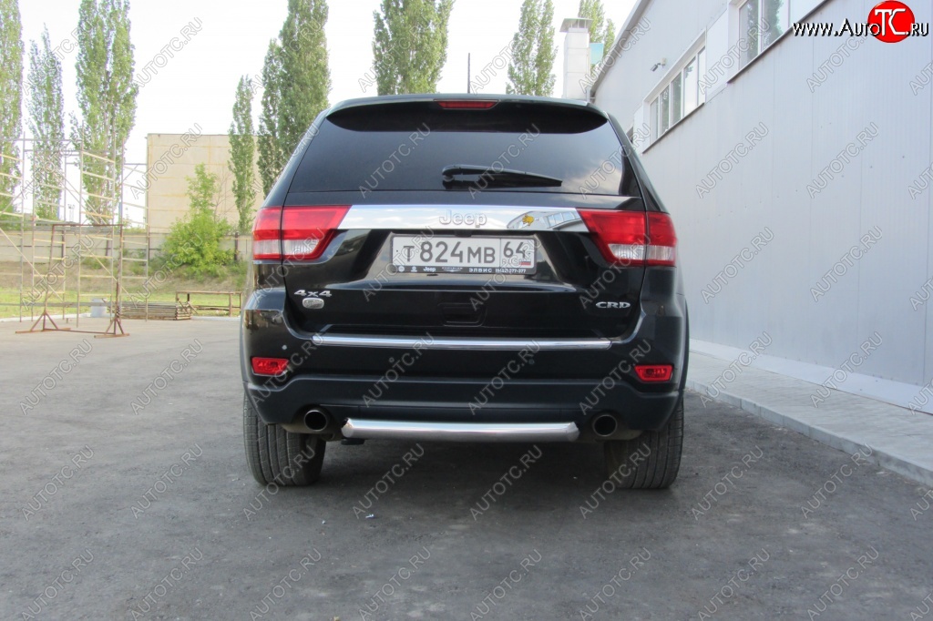 5 999 р. Защита заднего бампера из трубы d76 Slitkoff (короткая) Jeep Grand Cherokee WK2 дорестайлинг (2010-2013) (Цвет: серебристый)  с доставкой в г. Новочеркасск