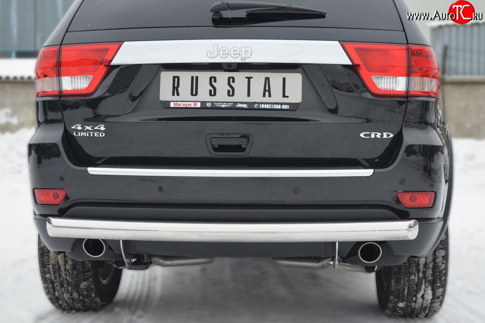 14 599 р. Одинарная защита заднего бампера из трубы диаметром 76 мм Russtal  Jeep Grand Cherokee  WK2 (2010-2013) дорестайлинг  с доставкой в г. Новочеркасск