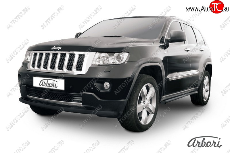 6 749 р. Защита переднего бампера Arbori (черная, 1 труба d57 mm). Jeep Grand Cherokee WK2 дорестайлинг (2010-2013)  с доставкой в г. Новочеркасск