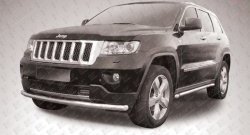 10 999 р. Одинарная защита переднего бампера из трубы диаметром 57 мм Slitkoff  Jeep Grand Cherokee  WK2 (2010-2013) дорестайлинг (Нержавейка, Полированная)  с доставкой в г. Новочеркасск. Увеличить фотографию 1