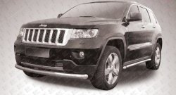 12 799 р. Одинарная защита переднего бампера диаметром 76 мм Slitkoff  Jeep Grand Cherokee  WK2 (2010-2013) дорестайлинг (Нержавейка, Полированная)  с доставкой в г. Новочеркасск. Увеличить фотографию 1