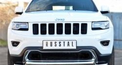 Защита переднего бампера из трёх труб диаметром 76 мм с зубьями Russtal Jeep Grand Cherokee WK2 1-ый рестайлинг (2013-2018)