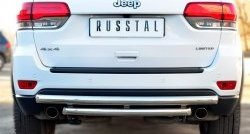 Защита заднего бампера (2 трубы Ø63 мм, дуги, нержавейка) Russtal Jeep Grand Cherokee WK2 1-ый рестайлинг (2013-2018)