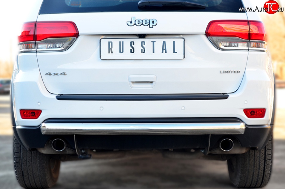 14 599 р. Одинарная защита заднего бампера из трубы диаметром 76 мм Russtal Jeep Grand Cherokee WK2 дорестайлинг (2010-2013)  с доставкой в г. Новочеркасск