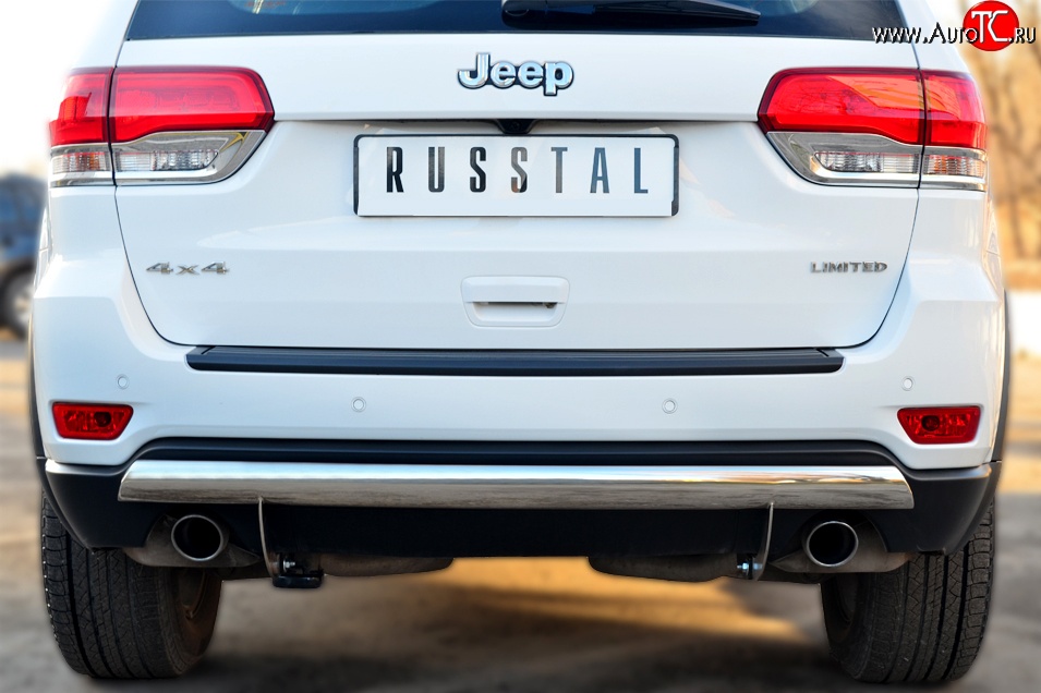 16 699 р. Защита заднего бампера (Ø75x42 мм, нержавейка) Russtal Jeep Grand Cherokee WK2 1-ый рестайлинг (2013-2018)  с доставкой в г. Новочеркасск