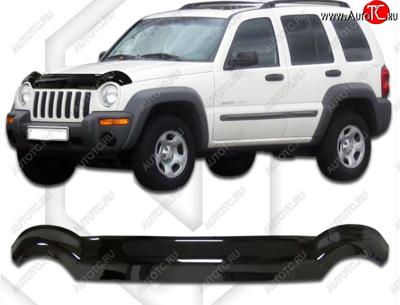 2 079 р. Дефлектор капота CA-Plastic  Jeep Liberty  KJ (2001-2007) дорестайлинг, рестайлинг (Classic черный, Без надписи)  с доставкой в г. Новочеркасск