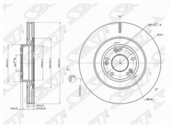 4 399 р. Передний тормозной диск SAT  KIA Quaris  1 KH (2015-2019) 2-ой рестайлинг седан  с доставкой в г. Новочеркасск. Увеличить фотографию 1