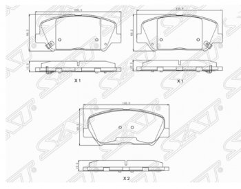 1 089 р. Комплект передних тормозных колодок SAT  KIA Ceed  2 JD (2012-2016) дорестайлинг универсал, дорестайлинг, хэтчбэк  с доставкой в г. Новочеркасск. Увеличить фотографию 1