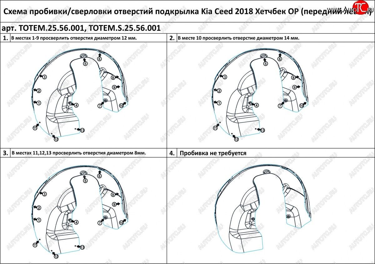 4 599 р. Правый подкрылок передний TOTEM (с шумоизоляцией) KIA Ceed 3 CD универсал (2018-2024)  с доставкой в г. Новочеркасск