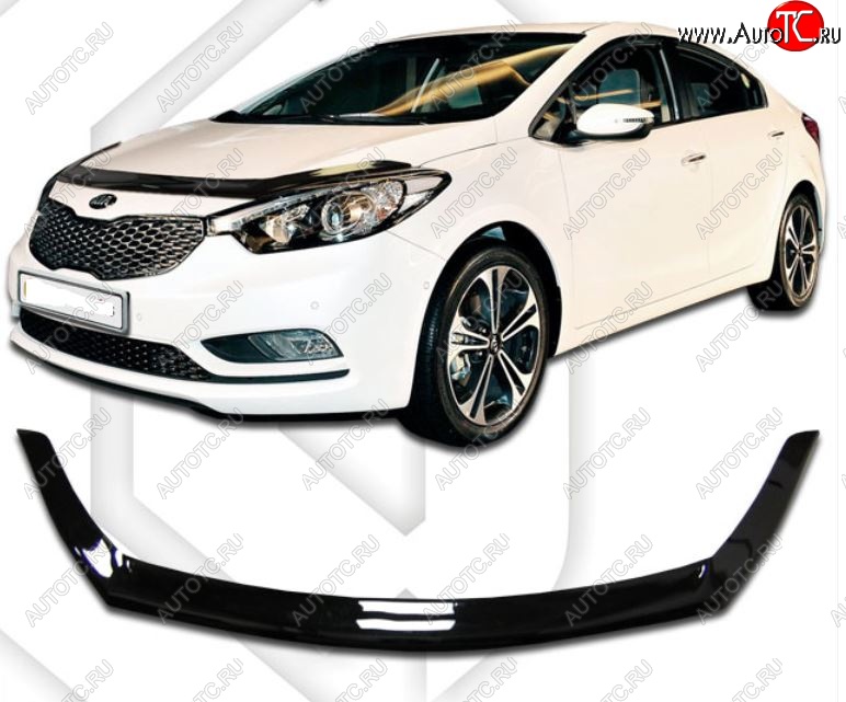 2 199 р. Дефлектор капота CA-Plastiс  KIA Cerato Koup  1 TD (2008-2013) купе (Classic черный, Без надписи)  с доставкой в г. Новочеркасск