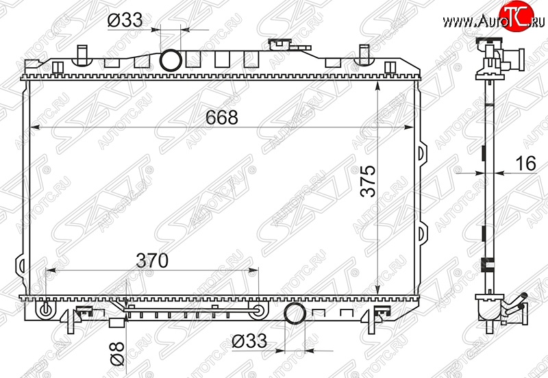 6 749 р. Радиатор двигателя SAT (пластинчатый, 1.6, МКПП/АКПП) KIA Cerato 1 LD седан дорестайлинг (2003-2007)  с доставкой в г. Новочеркасск